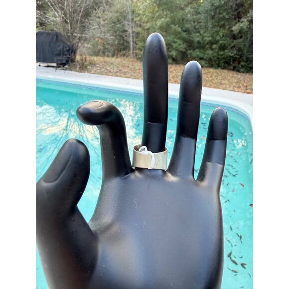 Artisan Heart  Sterling Silver Kingman Turquoise Cigar Band Statement Ring 9.5 - Picture 3 of 13